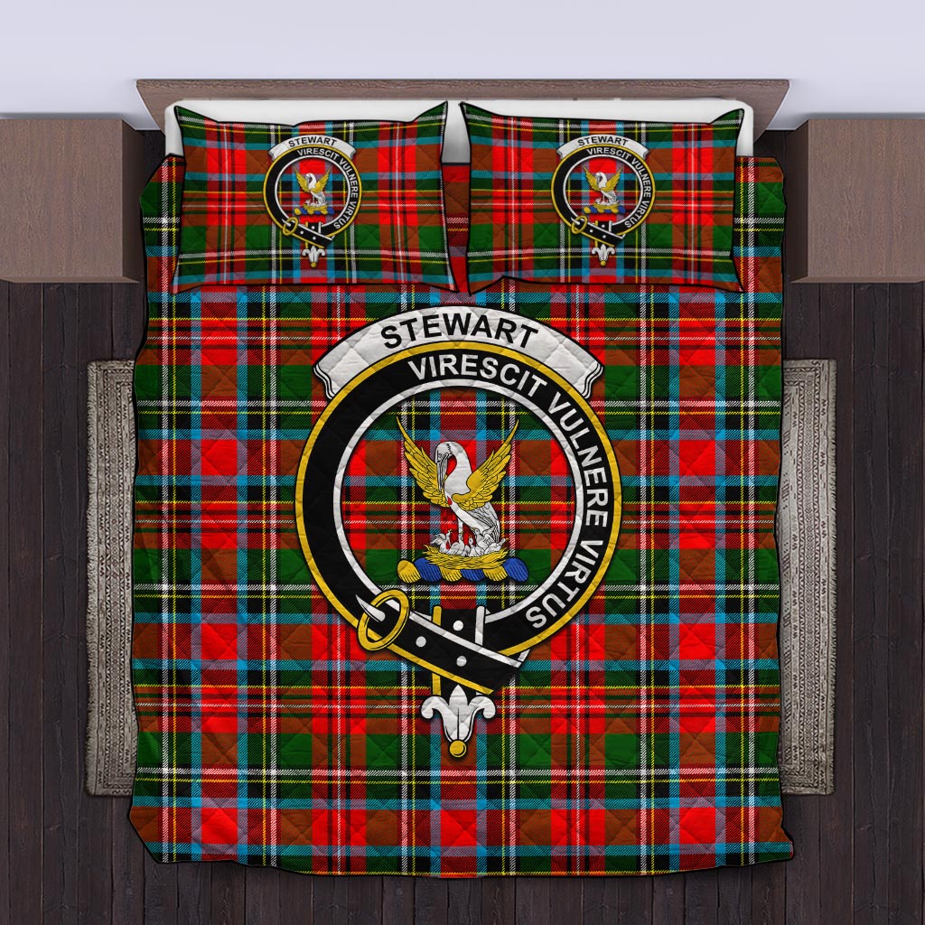 Stewart (Stuart) Tartan Quilt Bed Set with Family Crest King - Tartan Vibes Clothing