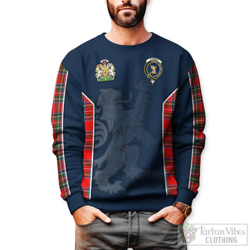 Stewart (Stuart) Tartan Sweater with Family Crest and Lion Rampant Vibes Sport Style