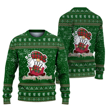 Stewart Royal Clan Christmas Family Knitted Sweater with Funny Gnome Playing Bagpipes