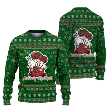 Stewart (Stuart) Clan Christmas Family Ugly Sweater with Funny Gnome Playing Bagpipes
