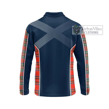 Stewart (Stuart) Tartan Long Sleeve Polo Shirt with Family Crest and Lion Rampant Vibes Sport Style - Tartan Vibes Clothing