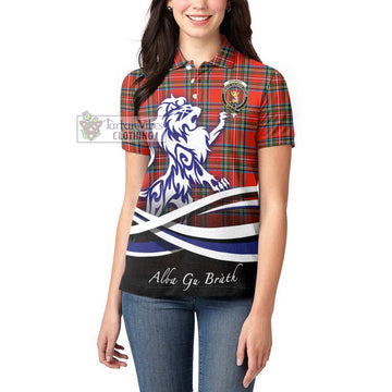 Stewart (Stuart) Tartan Women's Polo Shirt with Alba Gu Brath Regal Lion Emblem - Tartanvibesclothing Shop