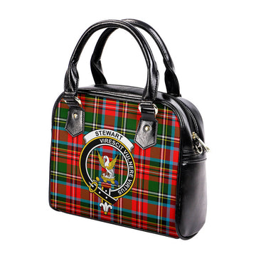 Stewart Royal Tartan Shoulder Handbags with Family Crest