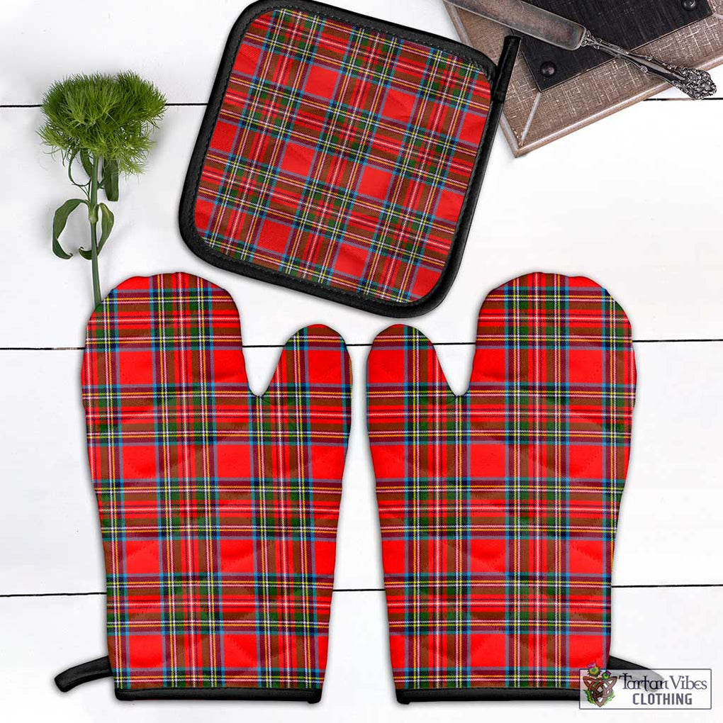 Stewart (Stuart) Tartan Combo Oven Mitt & Pot-Holder Combo 1 Oven Mitt & 1 Pot-Holder Black - Tartan Vibes Clothing