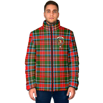 Stewart Royal Tartan Padded Jacket with Family Crest