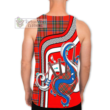 Stewart (Stuart) Tartan Men's Tank Top with Epic Bagpipe Style