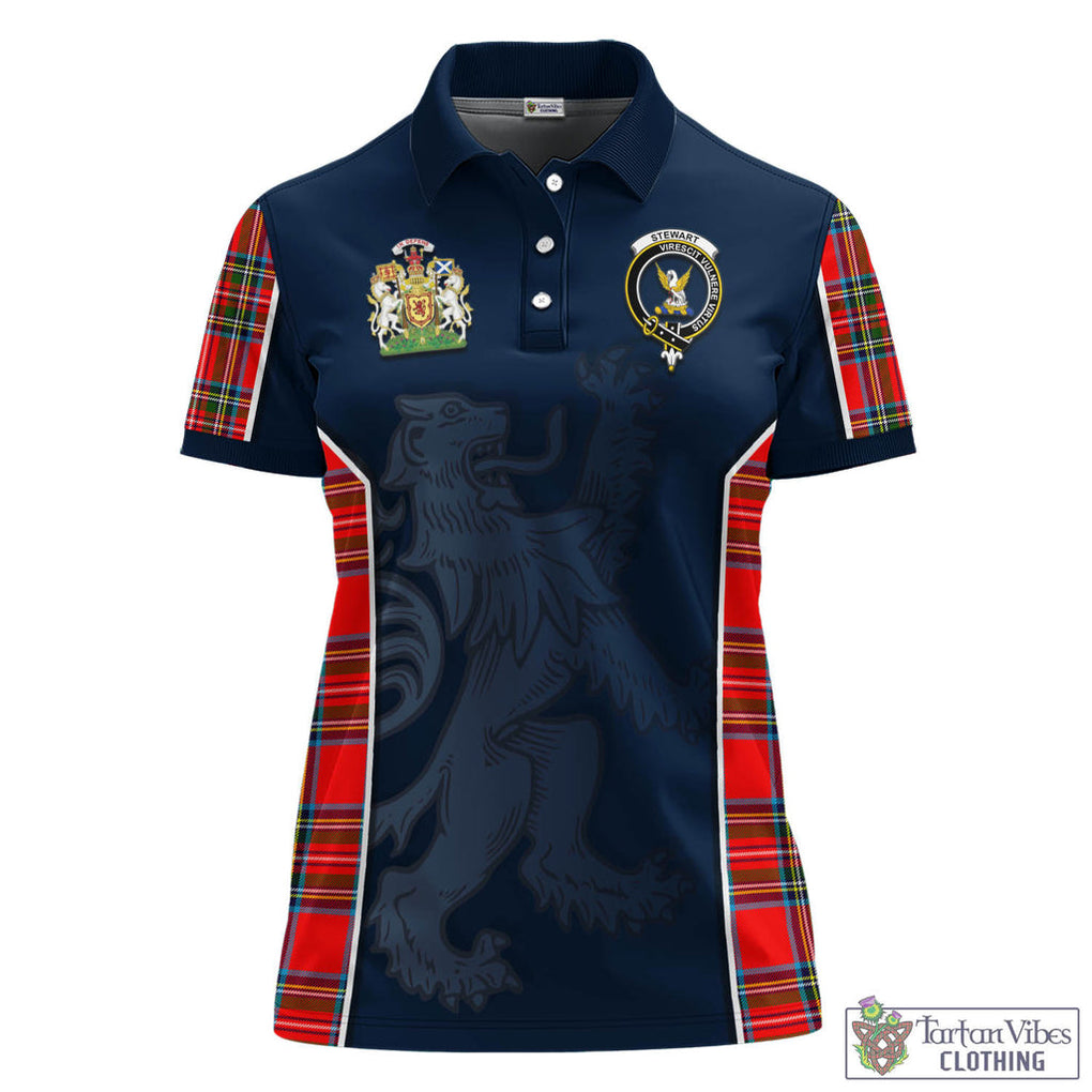 Stewart (Stuart) Tartan Women's Polo Shirt with Family Crest and Lion Rampant Vibes Sport Style - Tartan Vibes Clothing
