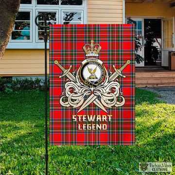 Stewart (Stuart) Tartan Garden Flag with Clan Crest and the Golden Sword of Courageous Legacy