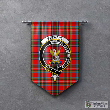 Stewart Royal Tartan Gonfalon, Tartan Banner with Family Crest