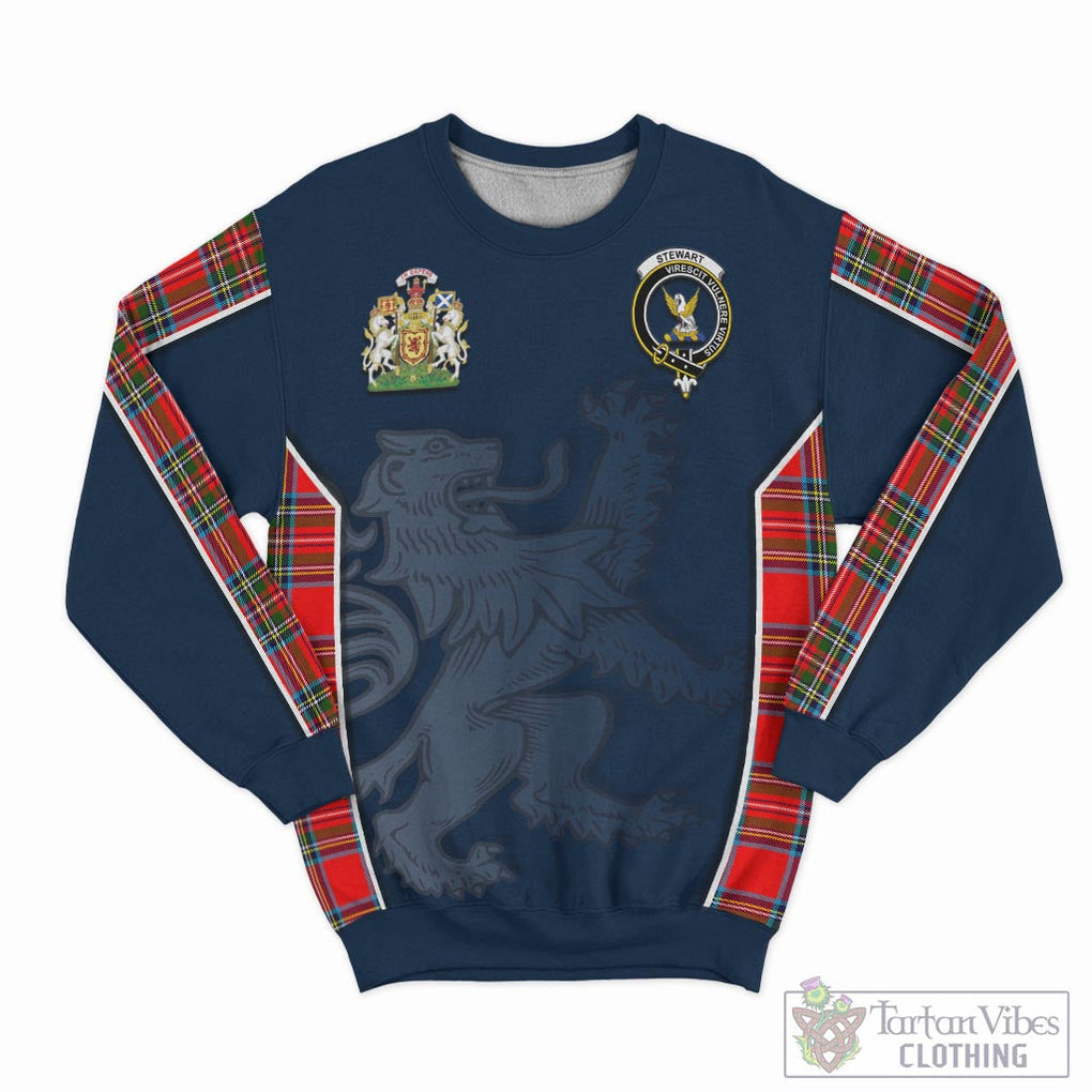 Tartan Vibes Clothing Stewart Royal Tartan Sweater with Family Crest and Lion Rampant Vibes Sport Style