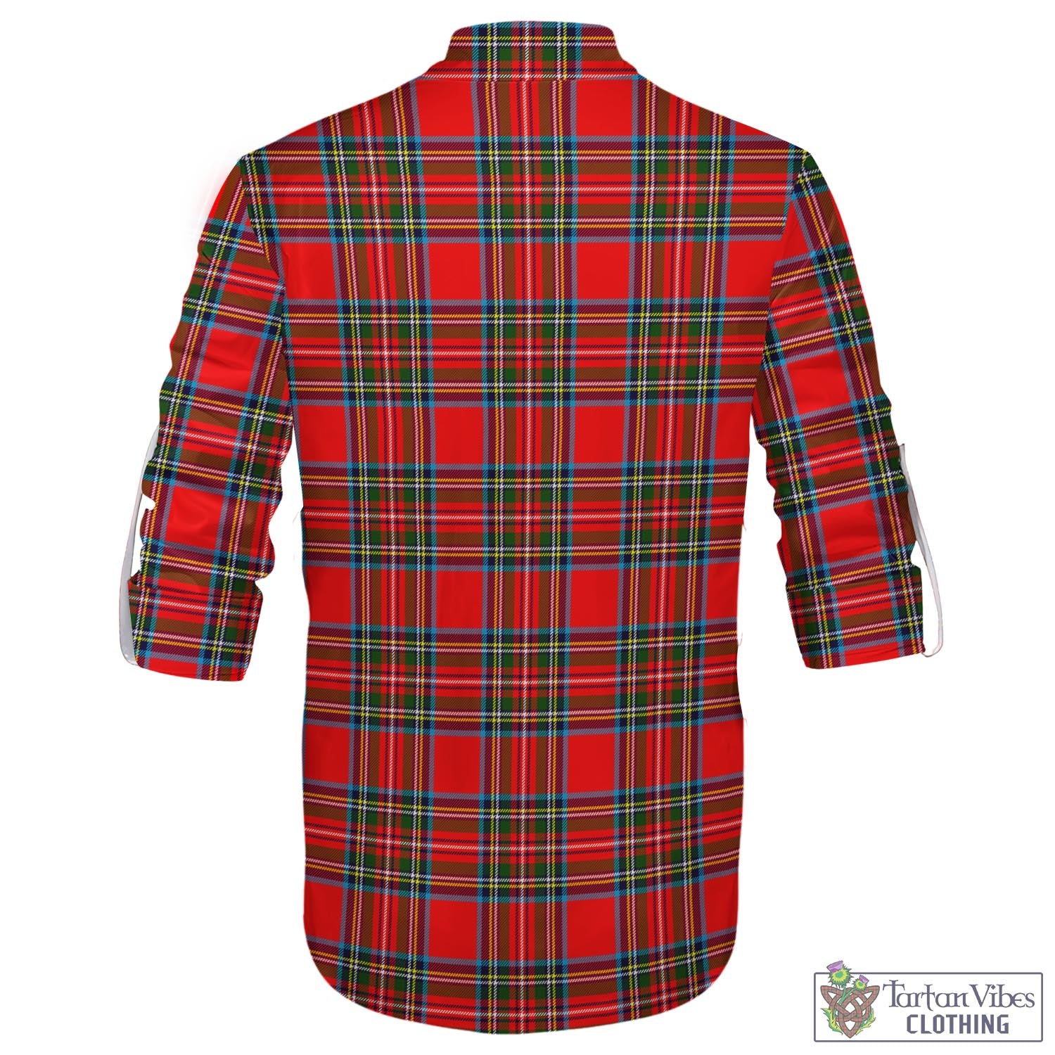 Tartan Vibes Clothing Stewart Royal Tartan Men's Scottish Traditional Jacobite Ghillie Kilt Shirt