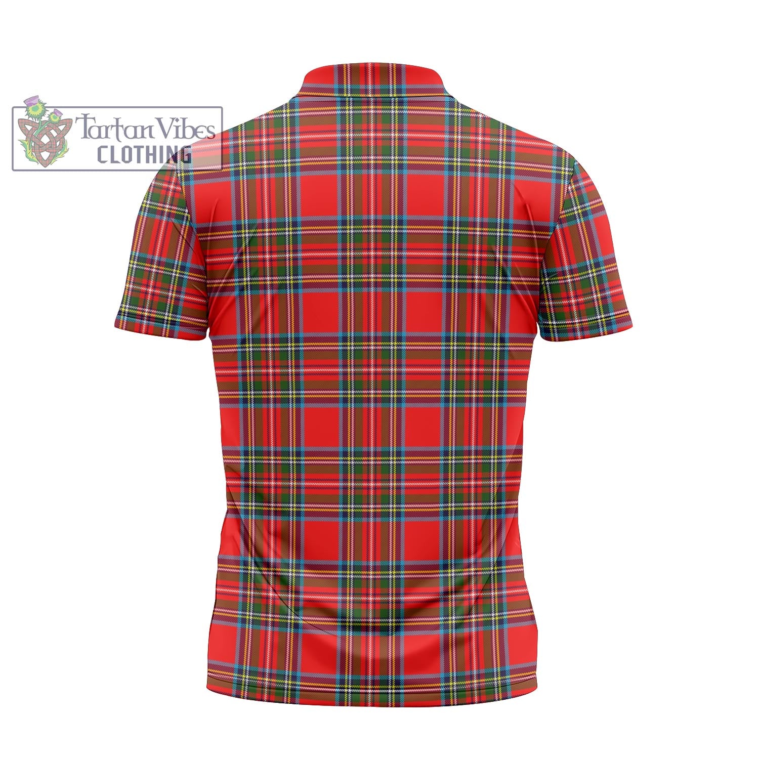 Tartan Vibes Clothing Stewart Royal Tartan Zipper Polo Shirt with Family Crest