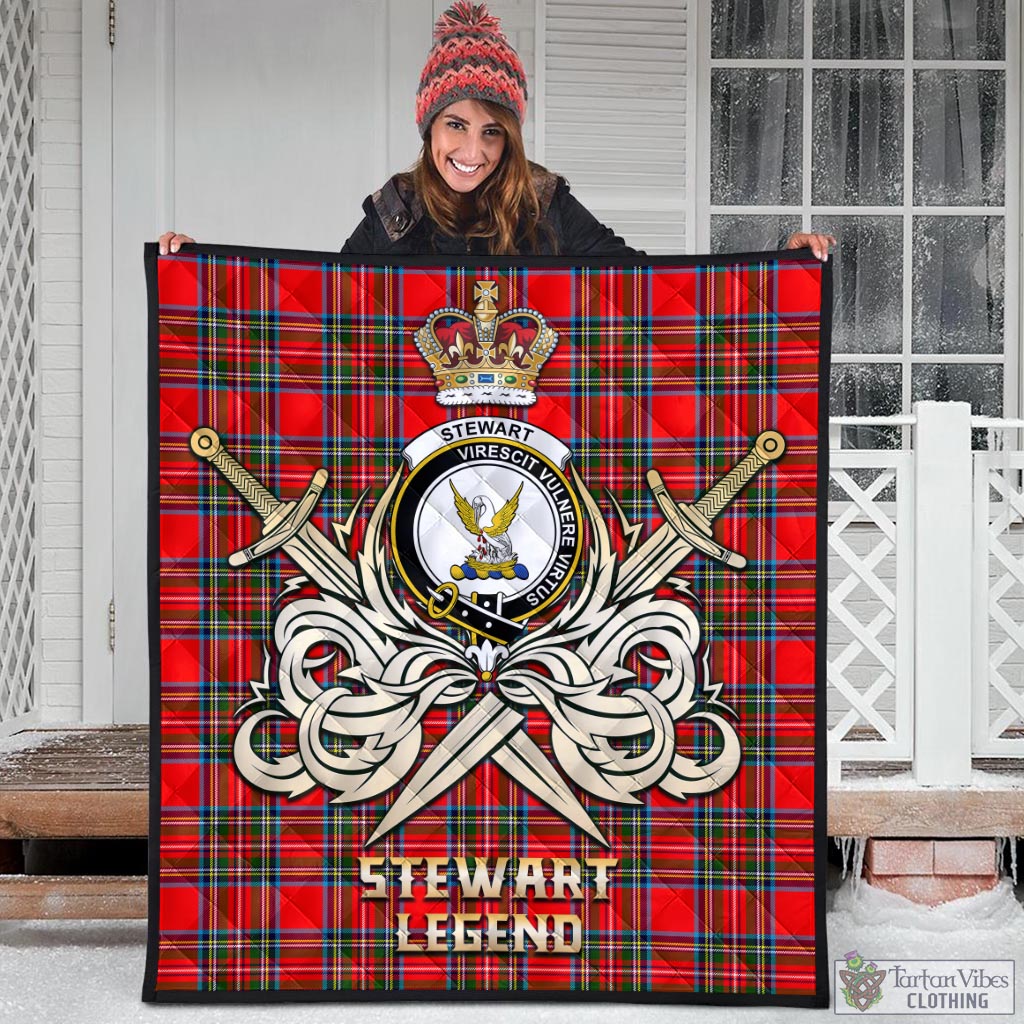 Stewart (Stuart) Tartan Quilt with Clan Crest and the Golden Sword of Courageous Legacy