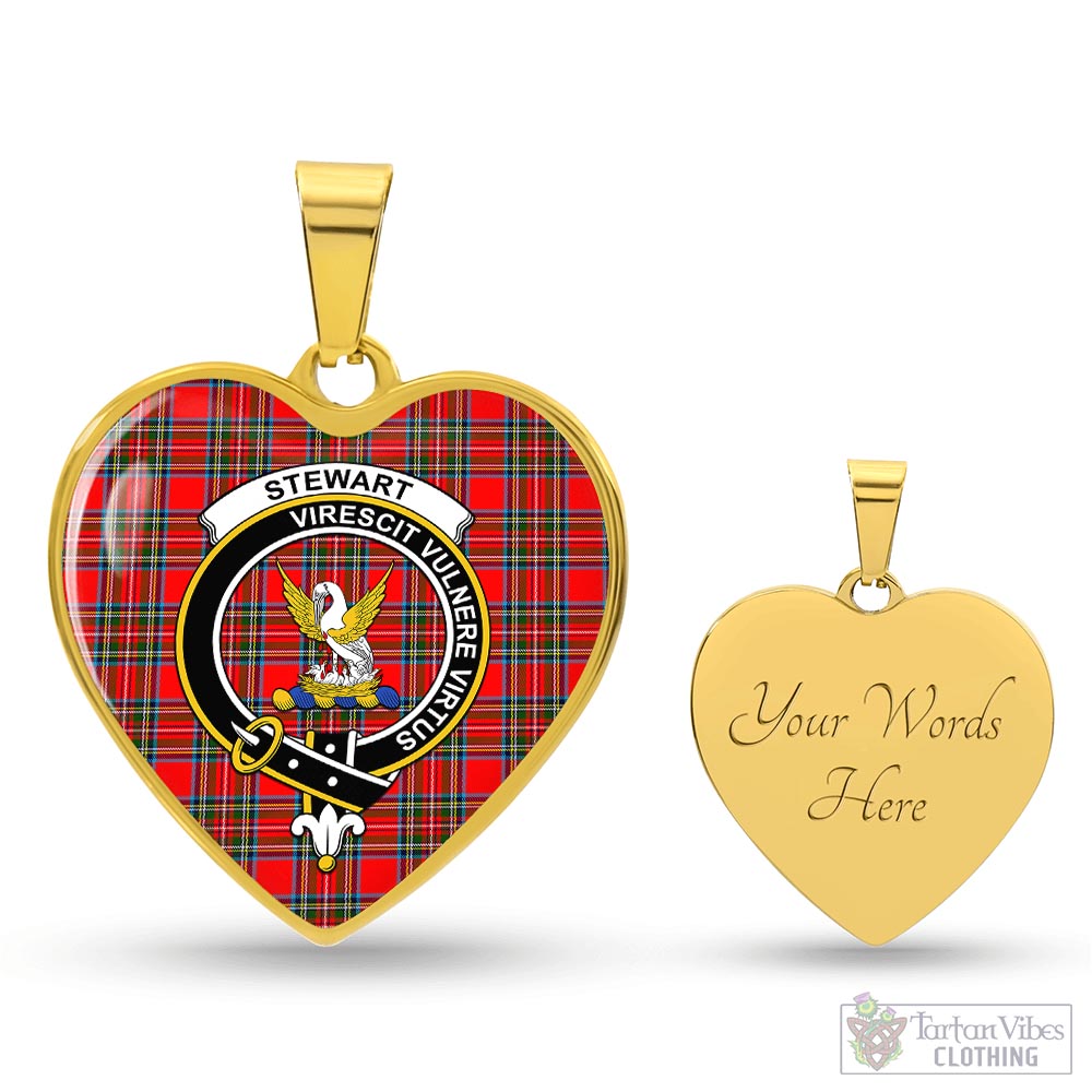 Tartan Vibes Clothing Stewart Royal Tartan Heart Necklace with Family Crest
