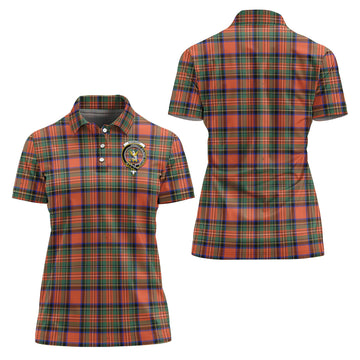 Stewart Royal Ancient Tartan Polo Shirt with Family Crest For Women