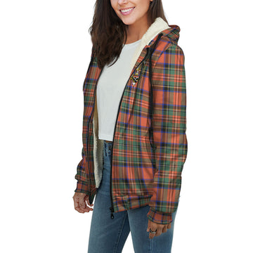 Stewart Royal Ancient Tartan Sherpa Hoodie with Family Crest