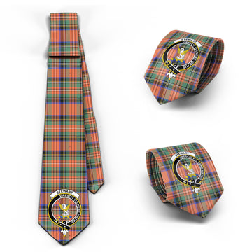 Stewart Royal Ancient Tartan Classic Necktie with Family Crest