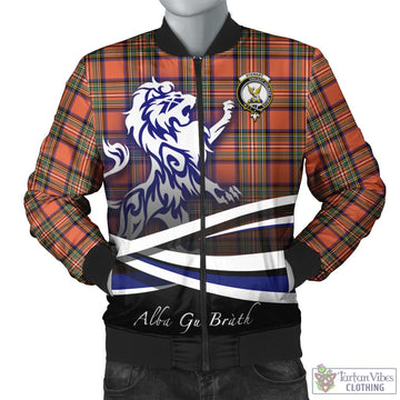 Stewart Royal Ancient Tartan Bomber Jacket with Alba Gu Brath Regal Lion Emblem