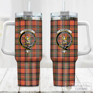 Stewart Royal Ancient Tartan and Family Crest Tumbler with Handle