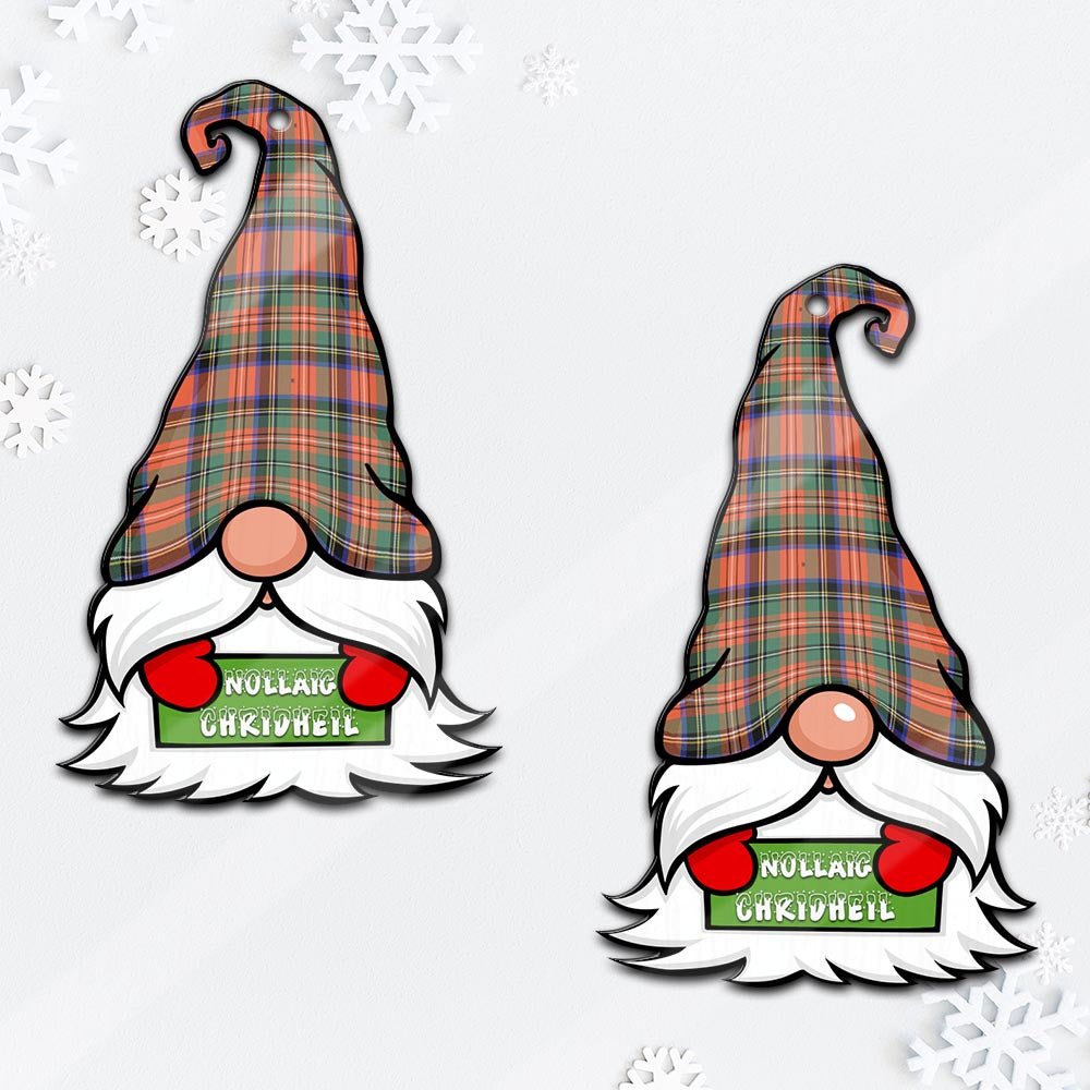 Stewart Royal Ancient Gnome Christmas Ornament with His Tartan Christmas Hat Mica Ornament - Tartanvibesclothing Shop