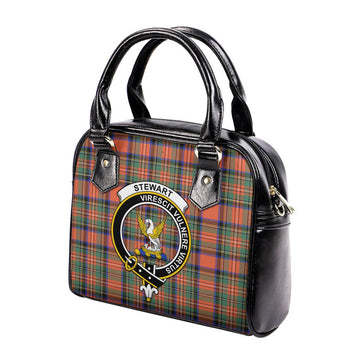 Stewart Royal Ancient Tartan Shoulder Handbags with Family Crest