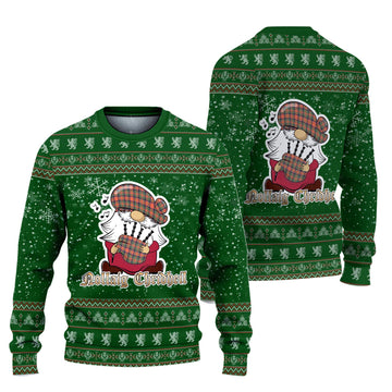 Stewart Royal Ancient Clan Christmas Family Knitted Sweater with Funny Gnome Playing Bagpipes