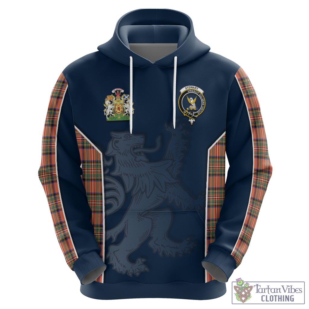 Tartan Vibes Clothing Stewart Royal Ancient Tartan Hoodie with Family Crest and Lion Rampant Vibes Sport Style
