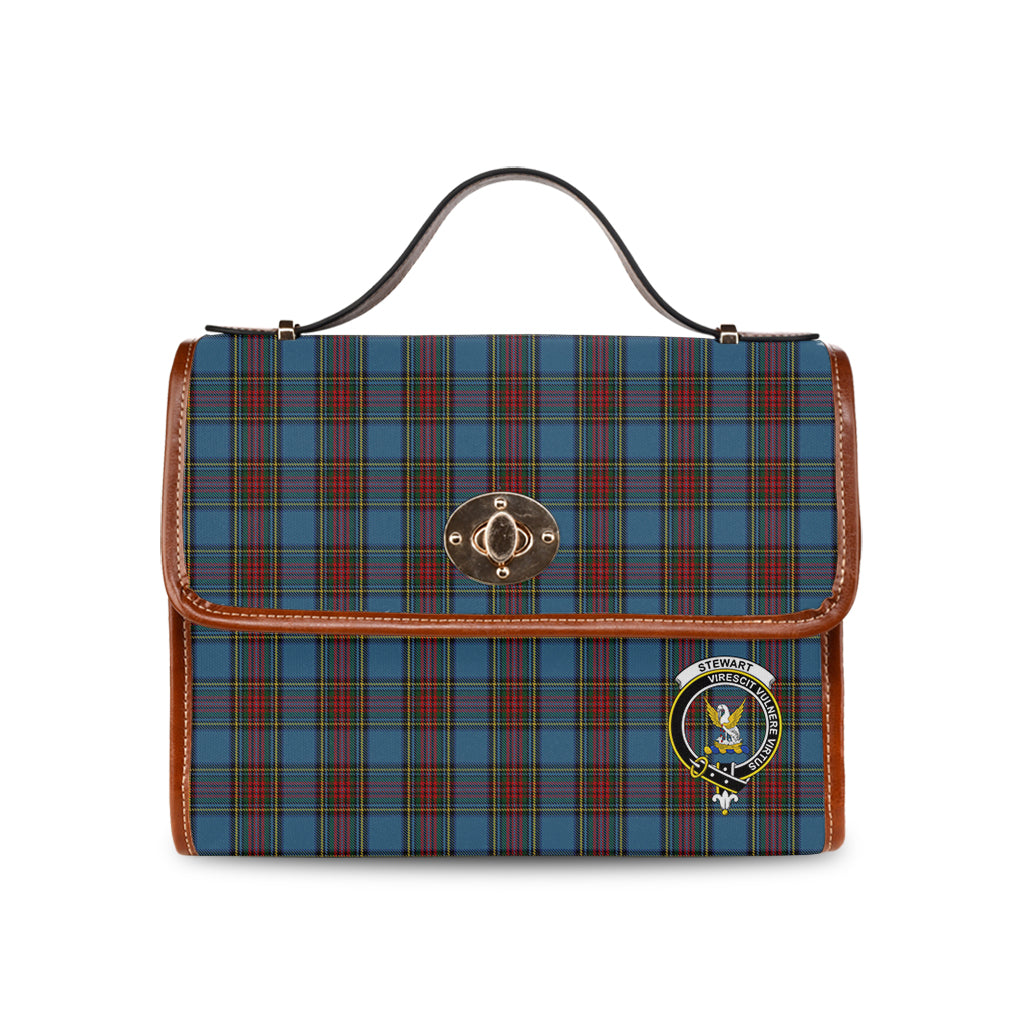 stewart-royal-blue-tartan-leather-strap-waterproof-canvas-bag-with-family-crest