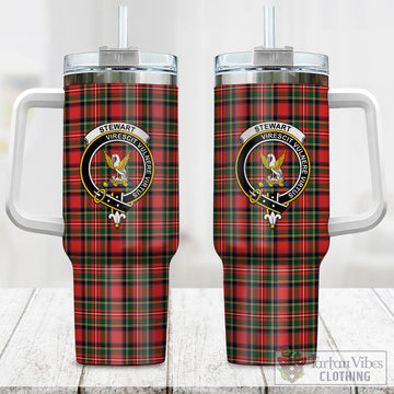 Stewart Royal Modern Tartan and Family Crest Tumbler with Handle