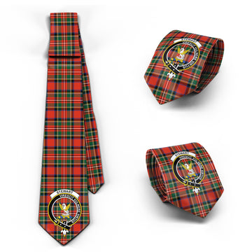 Stewart Royal Modern Tartan Classic Necktie with Family Crest