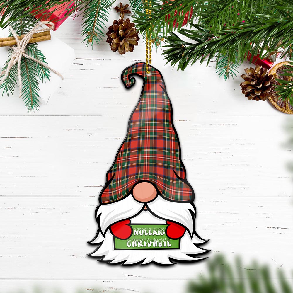 Stewart Royal Modern Gnome Christmas Ornament with His Tartan Christmas Hat Wood Ornament - Tartanvibesclothing Shop