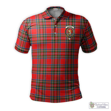Stewart Royal Tartan Men's Polo Shirt with Family Crest