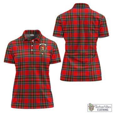 Stewart (Stuart) Tartan Polo Shirt with Family Crest For Women