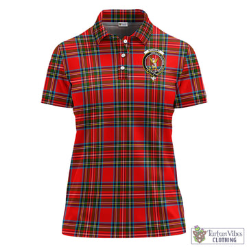 Stewart Royal Tartan Polo Shirt with Family Crest For Women