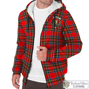 Stewart (Stuart) Tartan Sherpa Hoodie with Family Crest