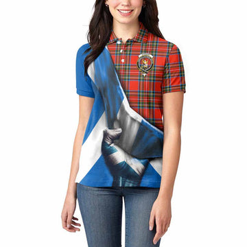 Tartan Vibes Clothing Stewart (Stuart) Tartan Women's Polo Shirt with Family Crest Scotland Patriotic Style