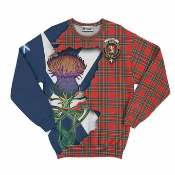 Stewart (Stuart) Tartan Family Crest Sweatshirt Scottish Thistle Celtic Inspired