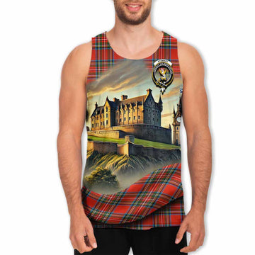Stewart (Stuart) Tartan Family Crest Men's Tank Top with Scottish Ancient Castle Style