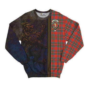 Stewart (Stuart) Tartan Family Crest Sweatshirt Alba Gu Brath Be Brave Lion Ancient Style