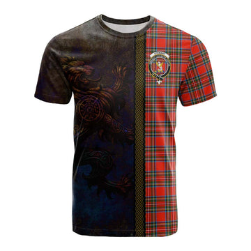 Stewart (Stuart) Tartan Family Crest Cotton T-shirt Alba Gu Brath Be Brave Lion Ancient Style