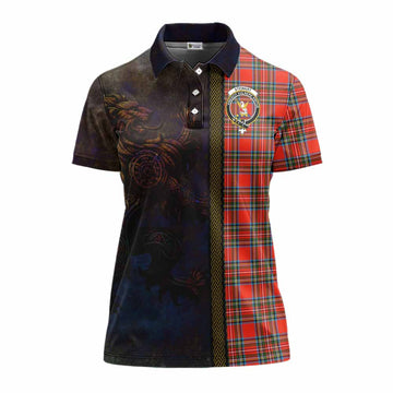 Stewart (Stuart) Tartan Family Crest Women's Polo Shirt Alba Gu Brath Be Brave Lion Ancient Style