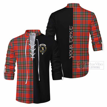 Tartan Vibes Clothing Stewart (Stuart) Tartan Ghillie Kilt Shirt with Family Crest and Half Of Me Style