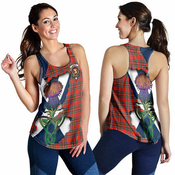 Tartan Vibes Clothing Stewart (Stuart) Tartan Family Crest Women's Racerback Tanks Scottish Thistle Celtic Inspired