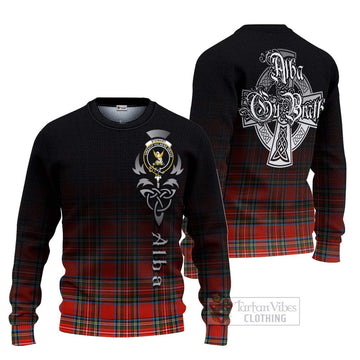 Stewart (Stuart) Tartan Ugly Sweater Featuring Alba Gu Brath Family Crest Celtic Inspired