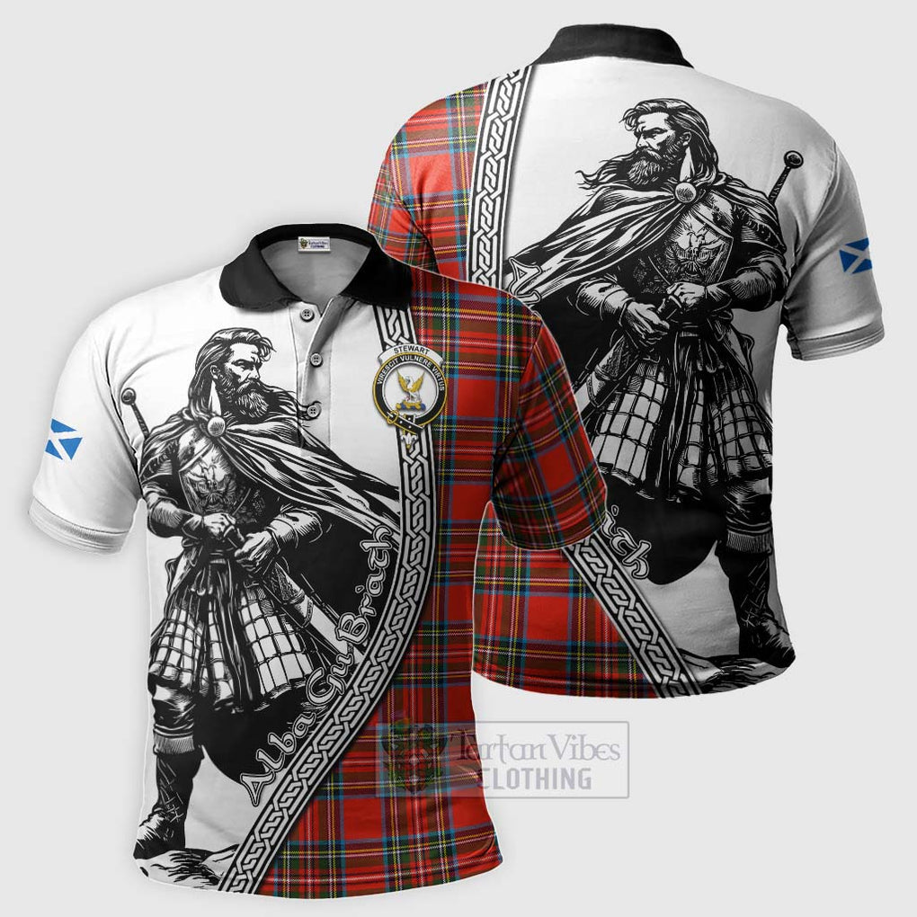 Tartan Vibes Clothing Stewart (Stuart) Tartan Clan Crest Polo Shirt with Highlander Warrior Celtic Style
