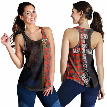 Stewart (Stuart) Tartan Family Crest Women's Racerback Tanks Alba Gu Brath Be Brave Lion Ancient Style