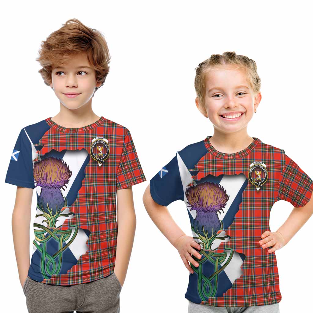 Tartan Vibes Clothing Stewart (Stuart) Tartan Family Crest Kid T-Shirt Scottish Thistle Celtic Inspired