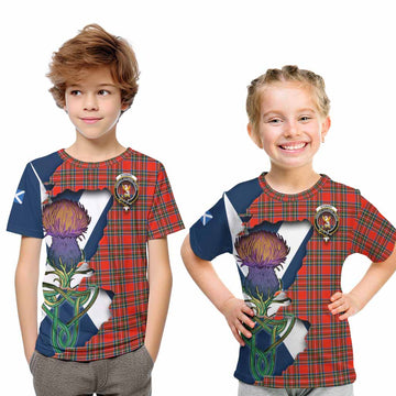 Stewart (Stuart) Tartan Family Crest Kid T-Shirt Scottish Thistle Celtic Inspired