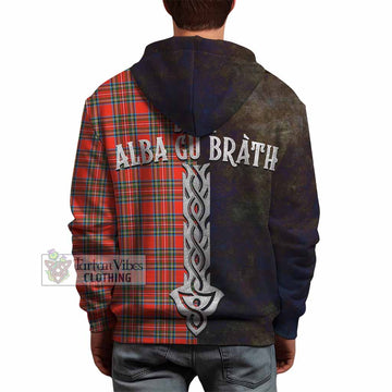 Stewart (Stuart) Tartan Family Crest Hoodie Alba Gu Brath Be Brave Lion Ancient Style