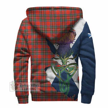 Stewart (Stuart) Tartan Family Crest Sherpa Hoodie Scottish Thistle Celtic Inspired